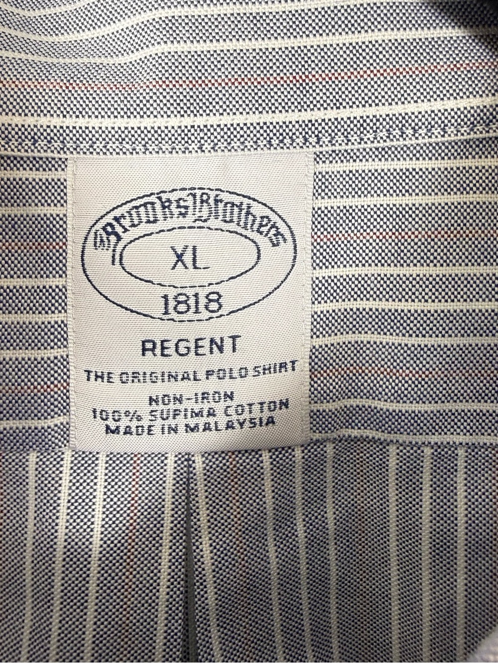 Brooks Brothers 1818 Regent Non-Iron Stripe Shirt XL Blue Supima Cotton - Picture 2 of 7